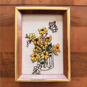 Vintage Embroidered Floral Wall Art